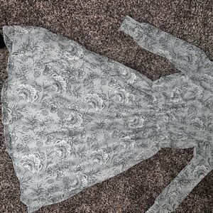 Banana Republic Gray Floral Long Sleeve Dress